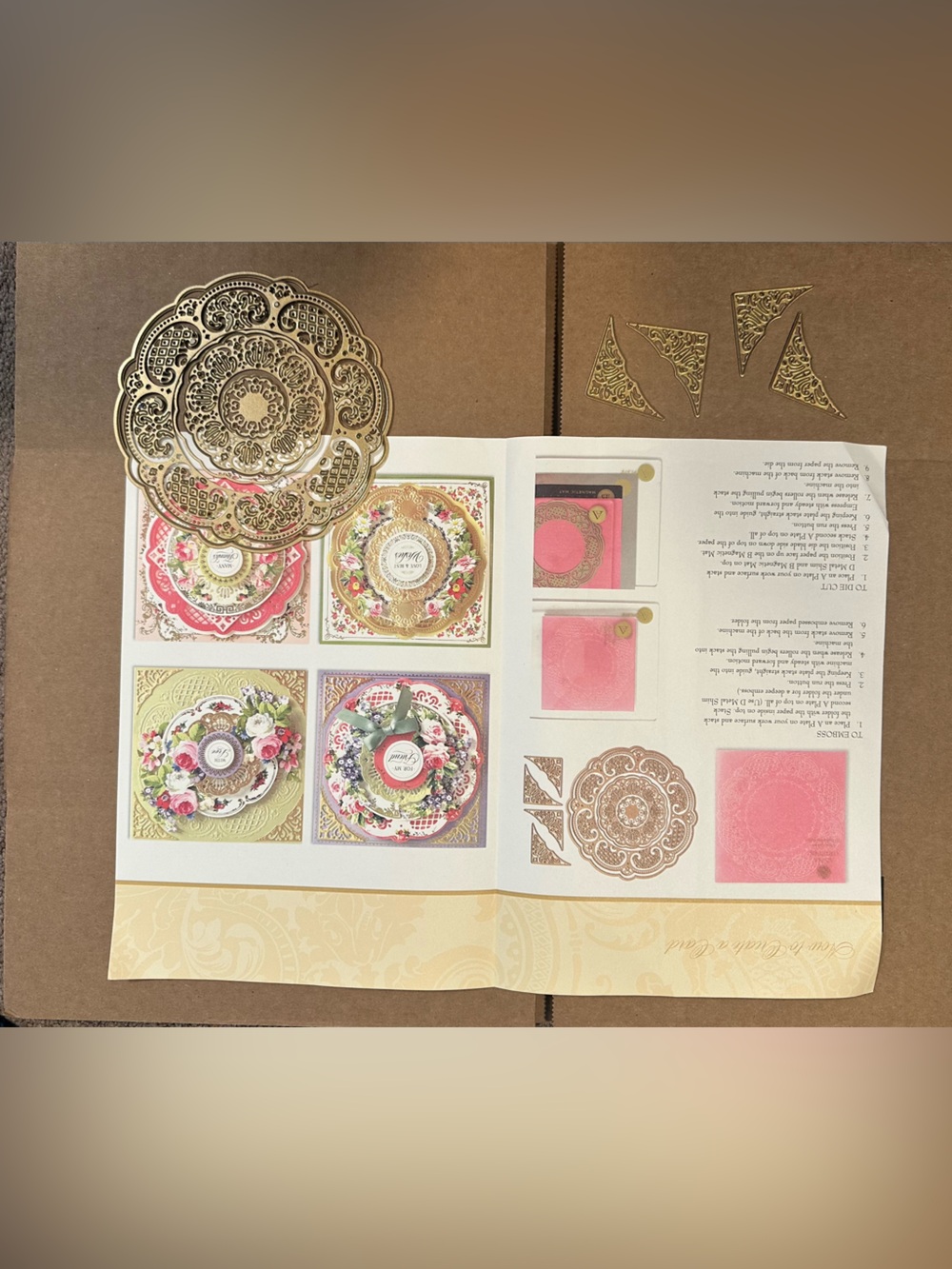 Home Design Stamps Floral Gold Accent Die Set - Pink & Gold